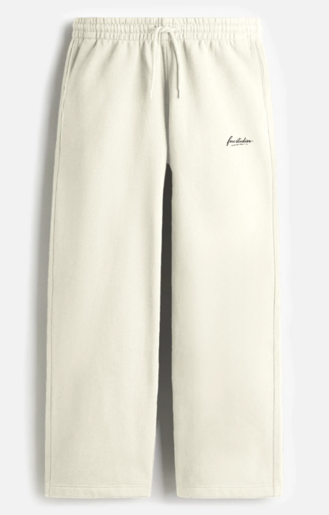 FNC Studios Off-White Oversized Sweatpants – Minimal Logo Essential