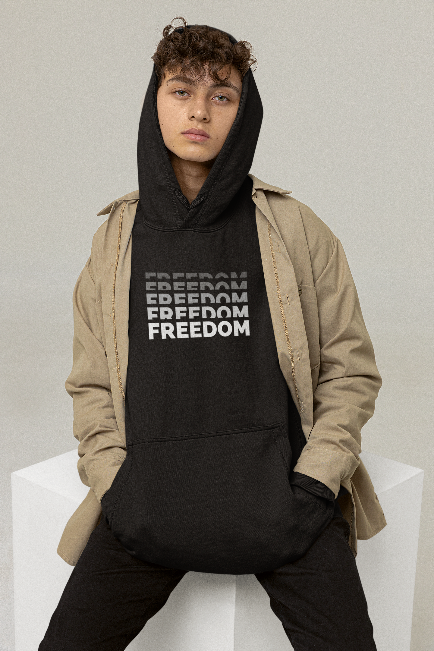 Fnc Studios FREEDOM Hoodie – Black Pullover | Graphic Statement Piece