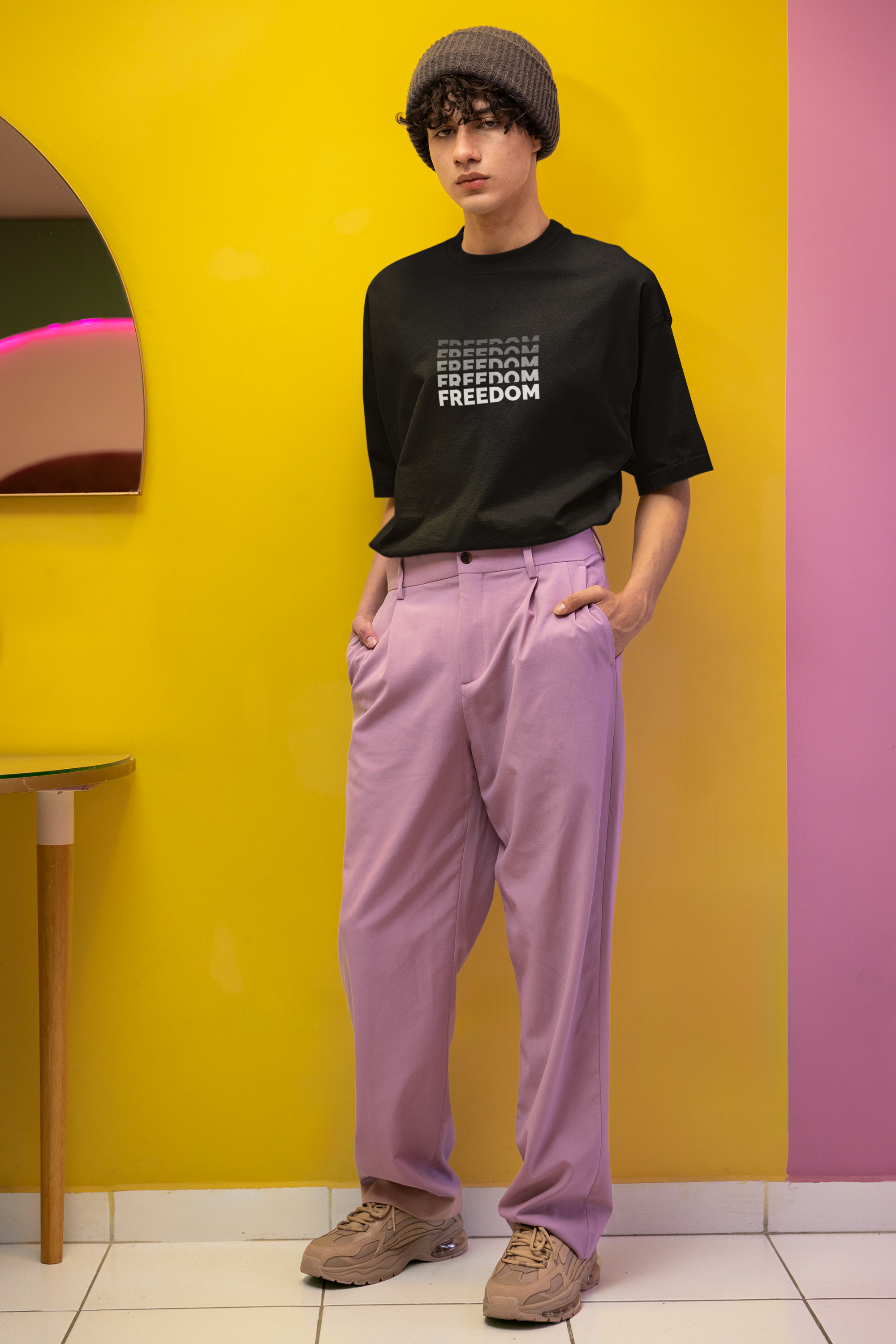 Fnc Studios FREEDOM Oversized T-Shirt – Black Graphic Tee for Bold Expression
