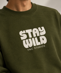 Stay Wild Oversized Sweatshirt – Olive Green | FNC Studios
